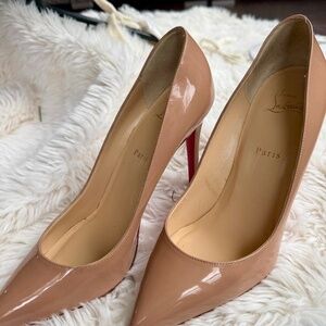 CHRISTIAN LOUBOUTIN Patent Pigalle 100mm Pumps 40.5 Nude